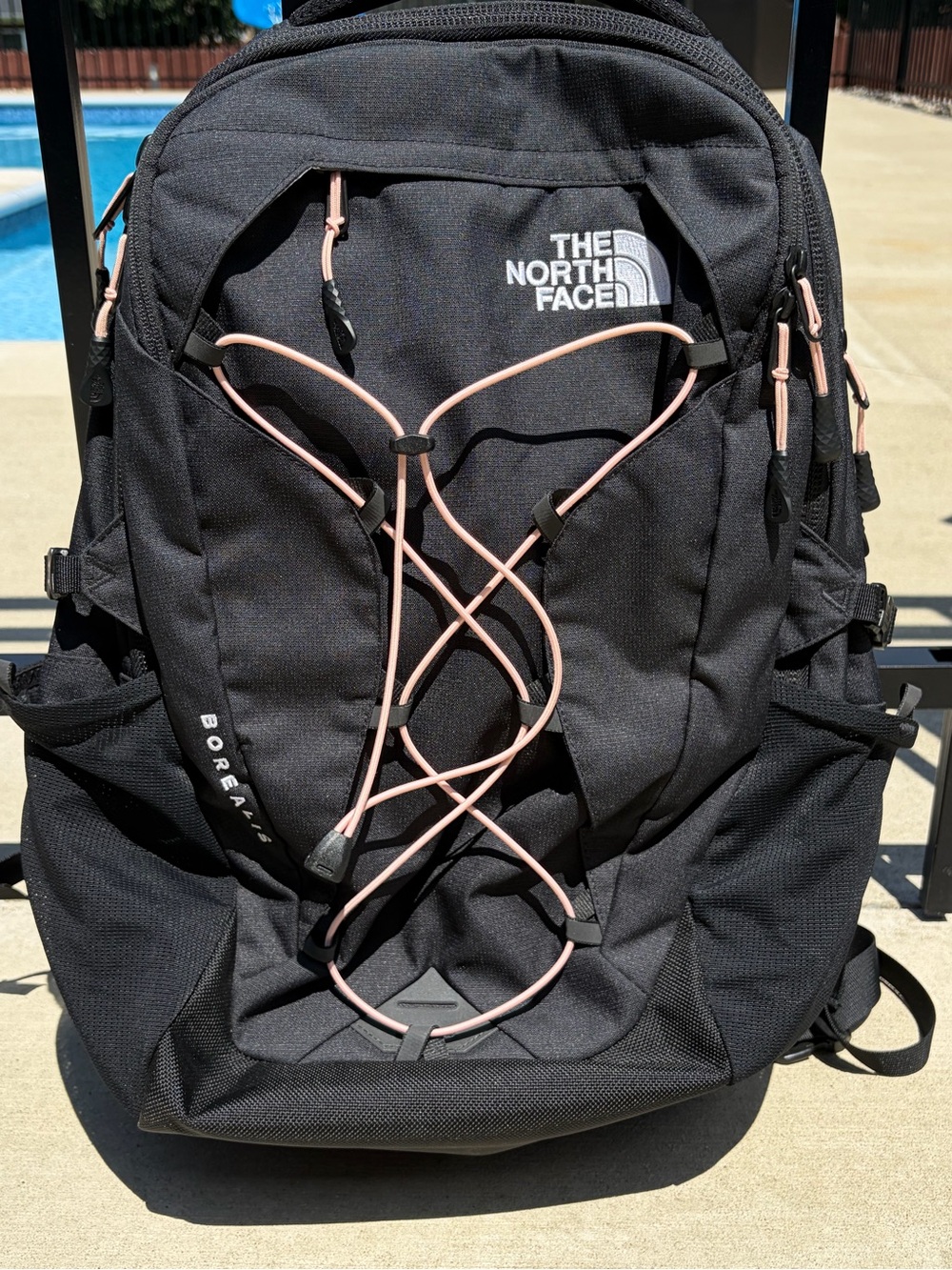 The North Face Borealis Backpack Black Pink Laptop Travel School Daypack EUC